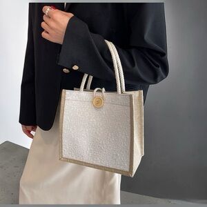Elegant Cream Tote Crossbody Bag with Button Accent